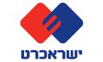 אייקון של ישראכרט - כיתוב בצבע כחול ומעליו של מעוונים שלובים, אחד כחול והשני אדןם